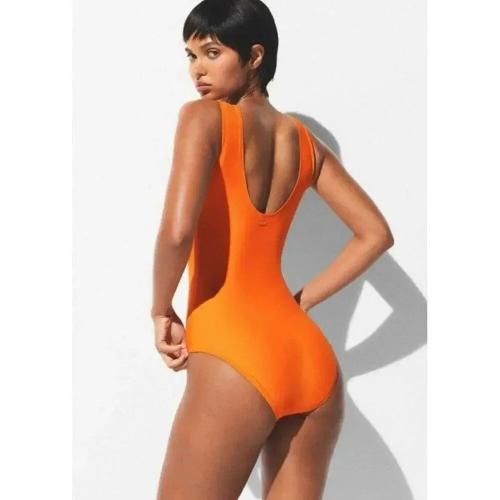 SMALL SKIMS Signature Swim High Neck One Piece Tangerine